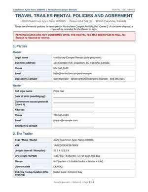 Rental Agreement first page