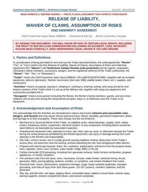 Liability Waiver first page